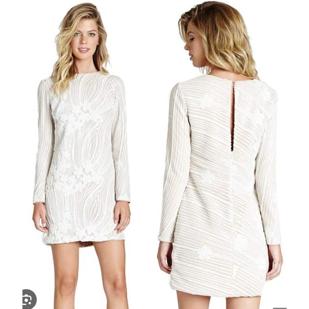 Dress the Population Cream Textured Midi Dress